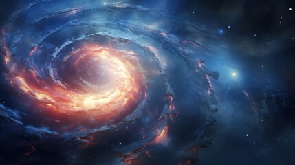 spiral galaxy, its luminous center radiating an ethereal glow, 