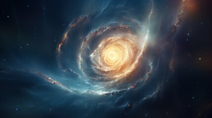 spiral galaxy, its luminous center radiating an ethereal glow, 