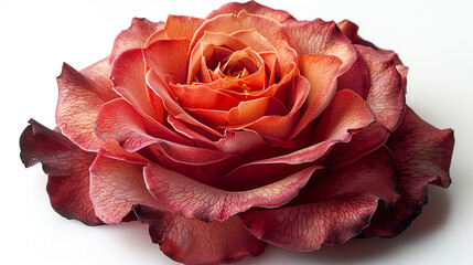 Elegant Red Rose Bloom: A Stunning Display of Nature's Beauty, Each Petal Radiating with Vibrant Red Hue, Standing Proudly Against a Pristine White Background, Evoking Passion and Romance.