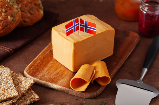 Norwegian brunost traditional brown cheese