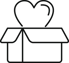 Donation heart box icon outline vector. Charity support. Social love share