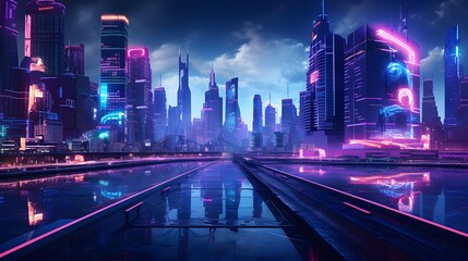 night scene of shanghai,china.3d rendering