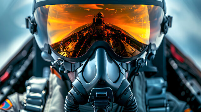 Masked fighter pilot ready to fly