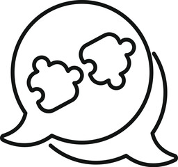 Connection puzzle chat icon outline vector. Speech discussion. Teamwork speak
