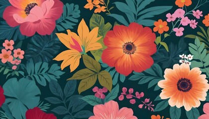 Floral patterns with bold blooms and lush foliage upscaled_3