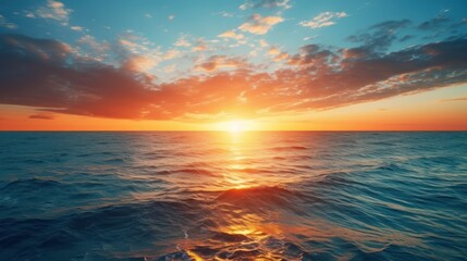  a majestic sunrise over a calm ocean, 