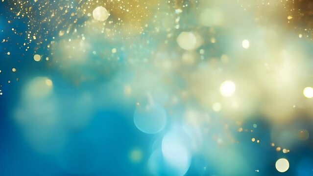 Abstract blue and gold background with bokeh
