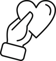 Hand give heart icon outline vector. Help love. Giving support care