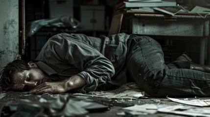 Fototapeta premium Overworking Eventually Leads To Burnout, As Shown By A Worn-Out Individual, Background HD For Designer 