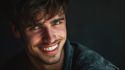 Fototapeta premium Portrait Of A Handsome, Smiling Young Man Taken In A Studio Setting, Background HD For Designer 