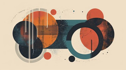 minimalist composition with overlapping circles and cosmic shapes