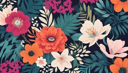 Floral patterns with bold blooms and lush foliage upscaled_8