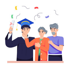 Here’s a flat illustration depicting graduation celebration 