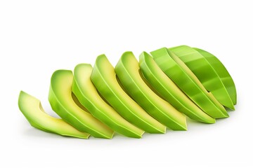 A series of green banana-like shapes arranged in a wavy pattern on a white background