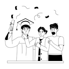 Here’s a glyph illustration depicting graduation celebration 