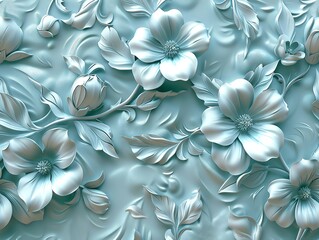 3D, floral, seamless tile background.