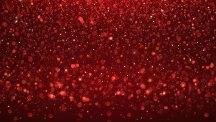 Red background blank bokeh blurred roundels shimmer template for text mockup use for design. Template site. New year, festive christmas. Card or invitation. Panorama of gold sequins. Mystical 