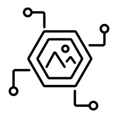 Premium linear icon of tokenized art 