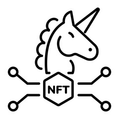 Editable linear icon of unicorn token 