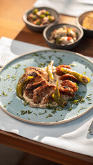 Grilled Lula kebab on skewers with spices. Turkish Kebab