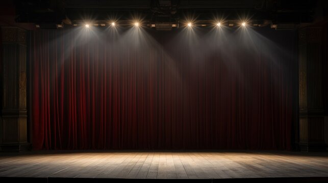 an empty theater stage illuminated 