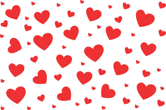 Red heart love pattern flat clipart minimalistic on white background vector illustration