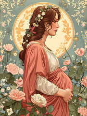 Fototapeta premium Pregnant Mary, Our Lady Virgin Mary waiting for a baby