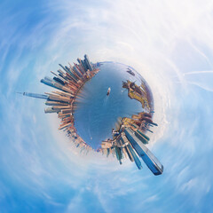 Panorama view of New York and new jersey city at sunset. 360 degree panorama.