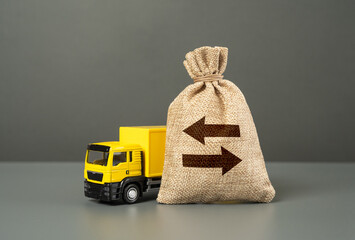 Truck and cargo transportation. Delivery and transportation of goods and products. Freight,...