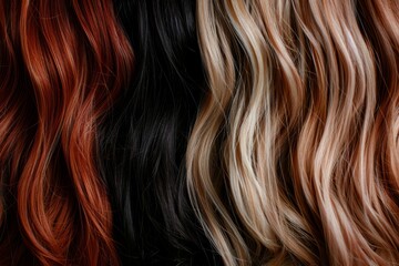 Fototapeta premium Shiny, natural hair extensions in various colors