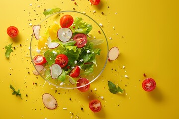 A bowl of salad with tomatoes and lettuce