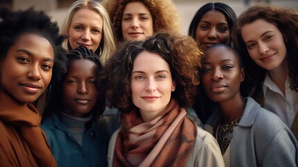 Obraz premium group of women from different backgrounds and cultures, 