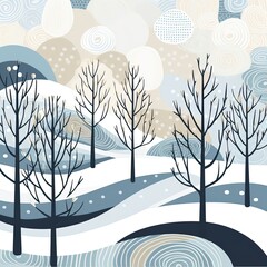 winter landscape with trees and snow