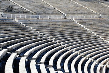 Empty seats of Panathenaic stadium in Athens, Greece.