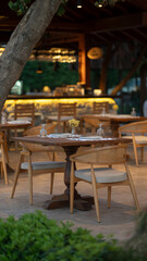 cozy restaurant in woods. stone sytle bulding restaurant