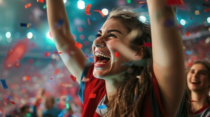 Obraz premium Portrait of a happy sport fans cheering