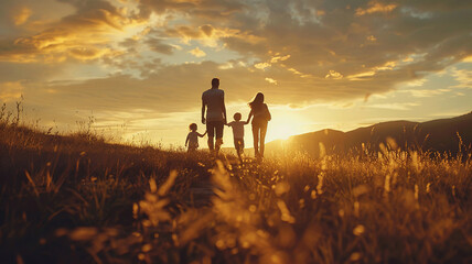 silhouette of a couple walking in the field