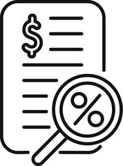 Percent money support icon outline vector. Paper document. Service crisis help