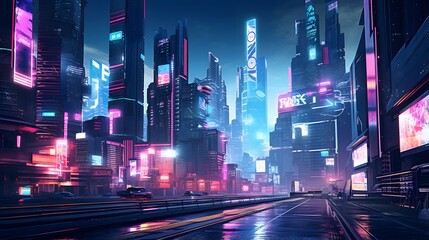 Night view of the modern city. 3d rendering, 3d illustration.