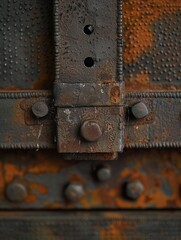 A macro shot of a blacksmiths handcrafted hinges and knobs, showcasing the functional art produced in the forge