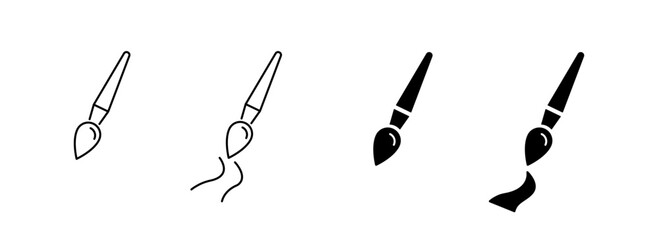 Paint brush icon set. Drawing, paint brush tool vector icons set. Vector icons
