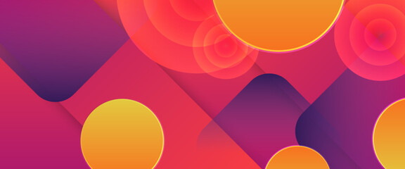 Red orange and purple violet vector gradient abstract banner with geometric shapes elements. For background presentation, background, wallpaper, banner, brochure, web layout, and cover