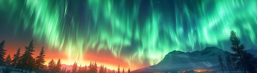 Northern lights simulation with integrated realtime solar wind data, enhancing the natural display with tech insights - obrazy, fototapety, plakaty