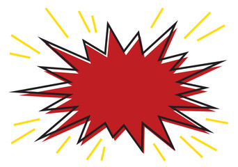 ギザギザの爆弾サークル 吹き出しフレーム/版ずれ・赤