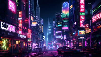 Night view of Shinjuku, Tokyo, Japan. 3d rendering