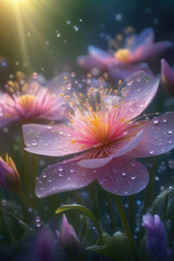 Generative AI The beauty of floral close-up, Beautiful view of sparkling blooming flowers close-up, the beautiful flowers close-up, The beauty of flowers blooming flowers in close view, closeup floral