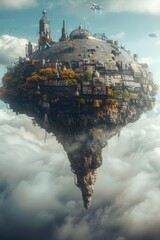 Floating City: A Futuristic Metropolis Above the Clouds