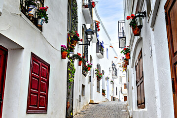 Typical street of the picturesque town of Mojácar, Almería, Spain