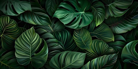Pattern leaf background green plant tree abstract palm floral wallpaper flower foliage art jungle. Background luxury leaf pattern texture design line summer gold nature monstera fabric golden leaves