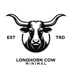 Longhorn cow simple flat logo icon design